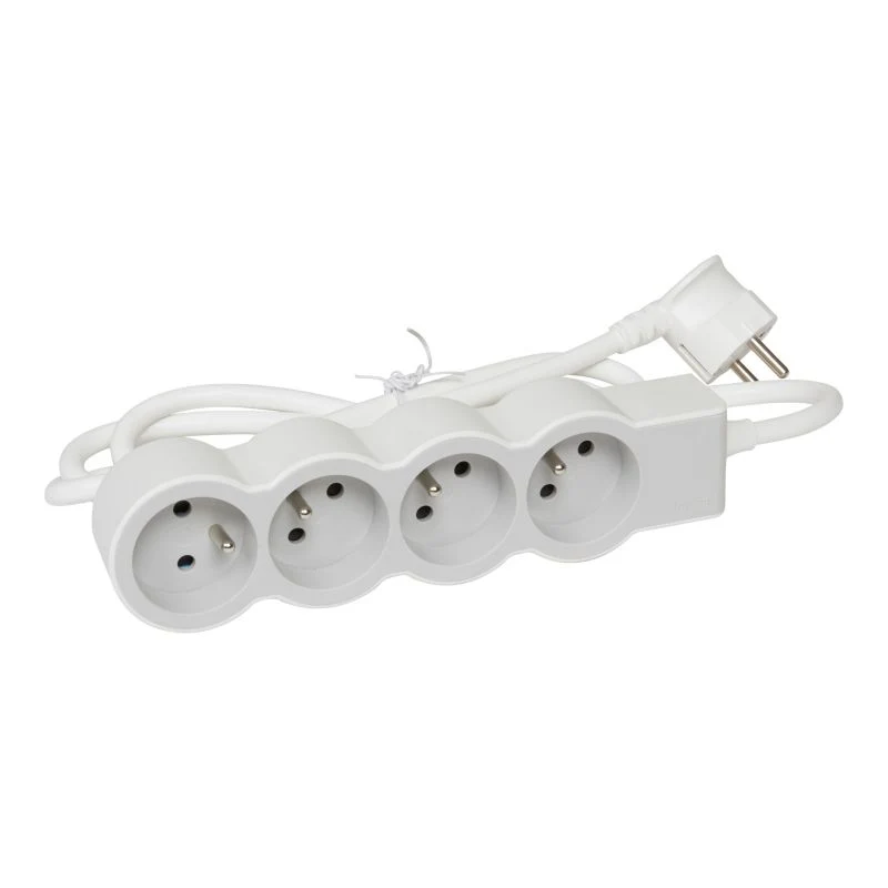 Legrand boligforlængerledning med 4 jordede stik, 3 m, ivory