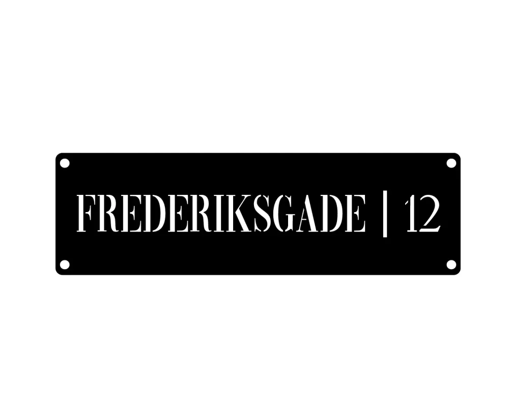 Husnummer skilt med navn og addresse - Present-day Hvidt