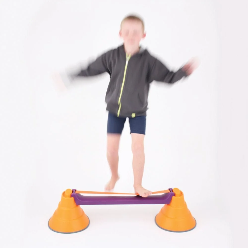 Gonge Build-N-Balance Balance Bropillesæt med Slack Line - H:24 cm.