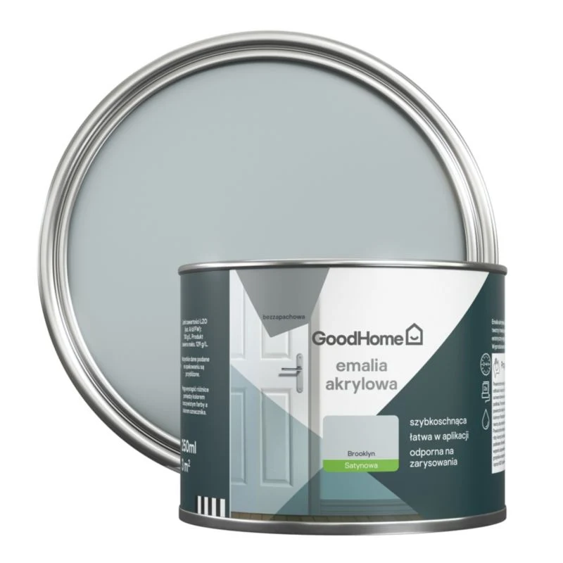 GoodHome Brooklyn akryl-emalje, pletresistent, 0,25 l 8ft Length