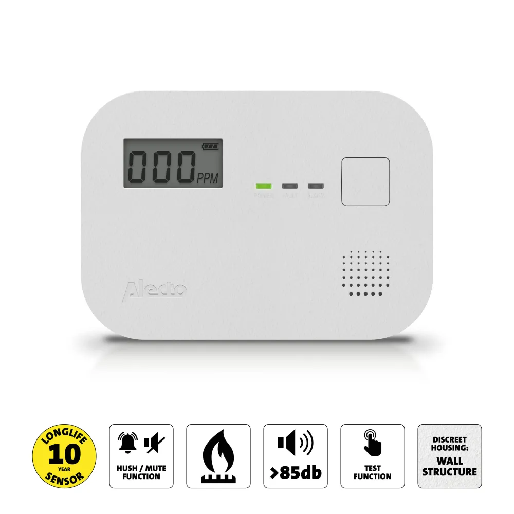 Alecto - Kuliltealarm med 10 års driftstid sensor og display - COA3910