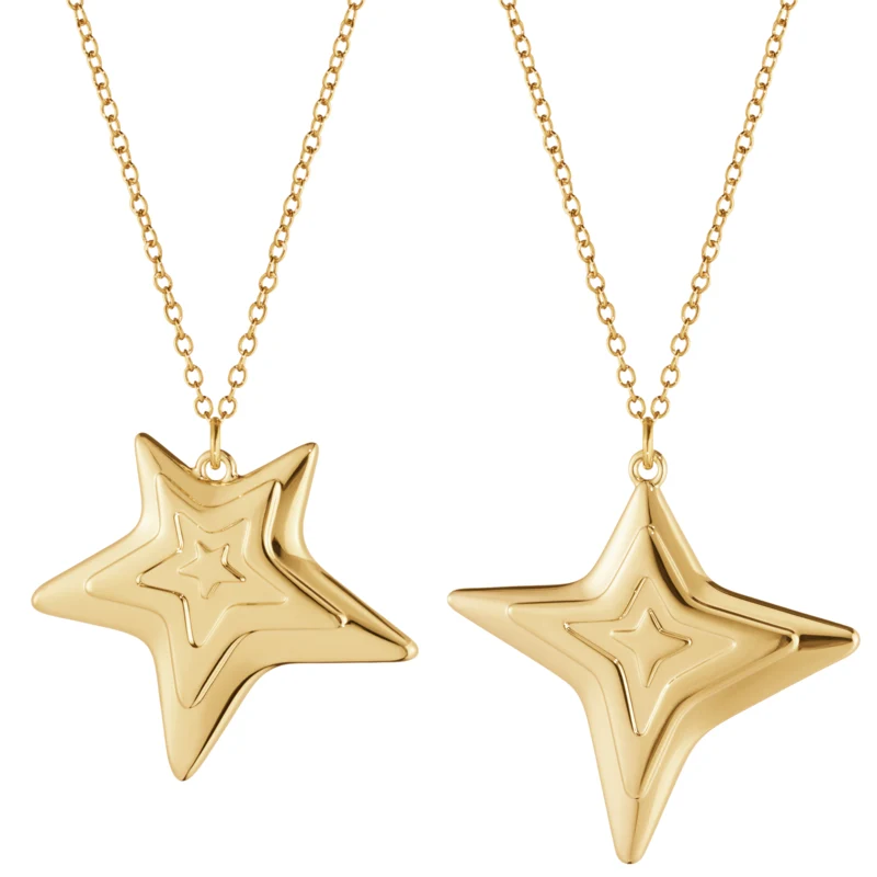 Georg Jensen 2021 ornament fire- og femtakket stjerne i kæde forgyldt