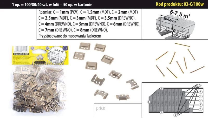 Sezamstyl C1 monteringsklammer 100 stk.