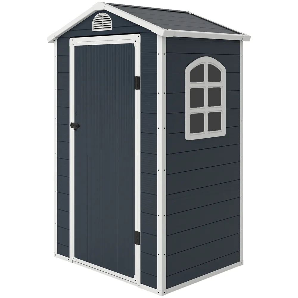 Plastik redskabsskur 1,9m² 134x104x204cm redskabsskur med gavltag, vejrbestandigt havehus, udendørs haveskur, skab til bag...