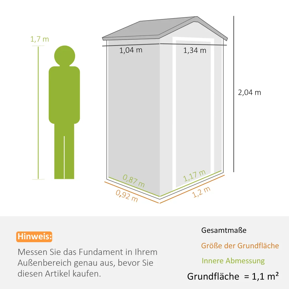 Plastik redskabsskur 1,9m² 134x104x204cm redskabsskur med gavltag, vejrbestandigt havehus, udendørs haveskur, skab til bag...