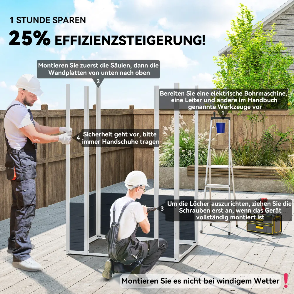 Plastik redskabsskur 1,9m² 134x104x204cm redskabsskur med gavltag, vejrbestandigt havehus, udendørs haveskur, skab til bag...