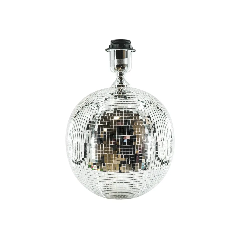 Lampe - Bordlampe Diskokugle - Glas - Sølv - 20x20x20cm