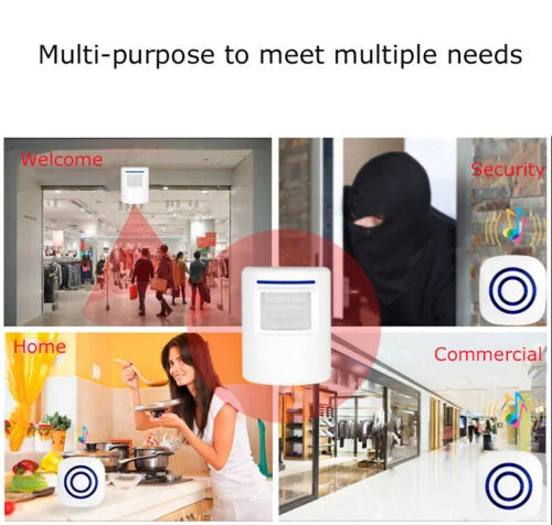 Trådløs Chime LED-dørklokke alarm PIR-bevægelse IR-sensor detektor Alert Hjem Harmless 2 sensor + 1 klokke Compatible Alexa