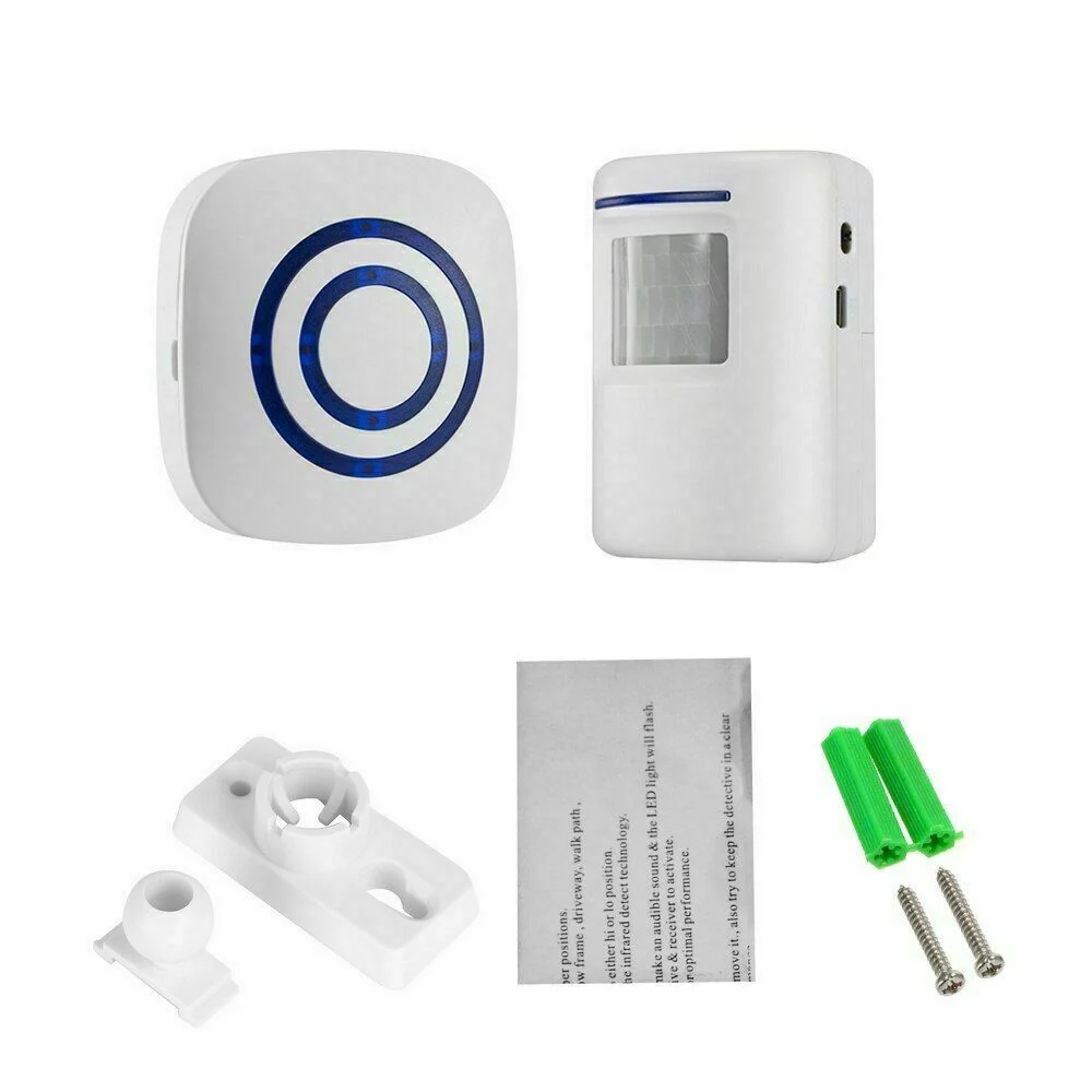 Trådløs Chime LED-dørklokke alarm PIR-bevægelse IR-sensor detektor Alert Hjem Harmless 2 sensor + 1 klokke Compatible Alexa