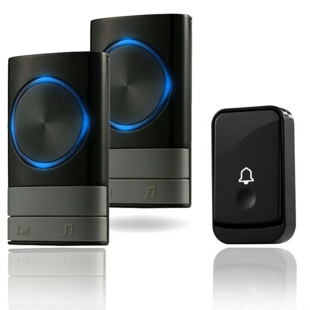 Wireless Smart Doorbell Home Stænktæt Wall Plug- Door Chime 300m+ 2Receivers White