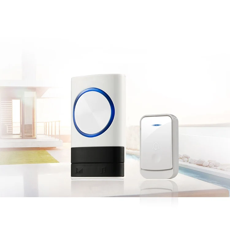 Wireless Smart Doorbell Home Stænktæt Wall Plug- Door Chime 300m+ 2Receivers White