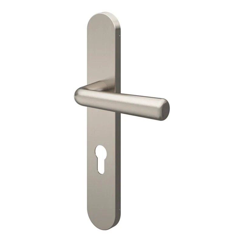 GoodHome Robust dørhåndtag med roset og nøglehul, satin-nikkel - ANSI/BHMA Certified