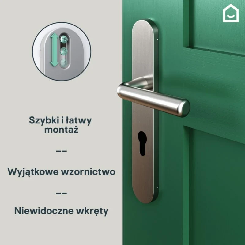 GoodHome Robust dørhåndtag med roset og nøglehul, satin-nikkel - ANSI/BHMA Certified