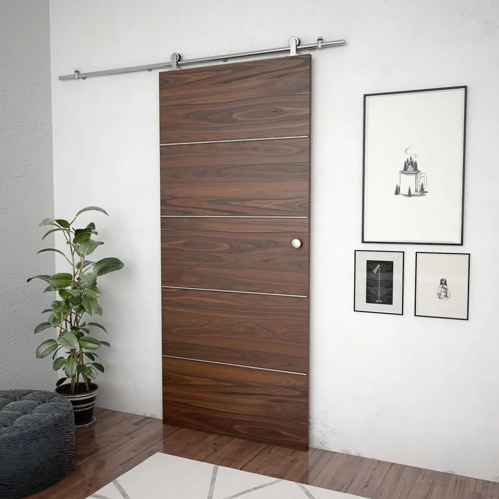 hardwarekit til skydedør 183 cm rustfrit alloy sølvfarvet