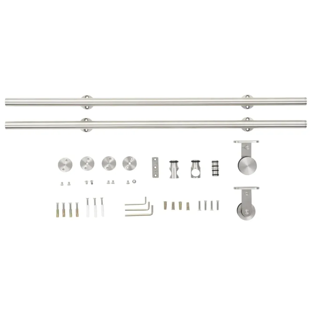 hardwarekit til skydedør 183 cm rustfrit alloy sølvfarvet