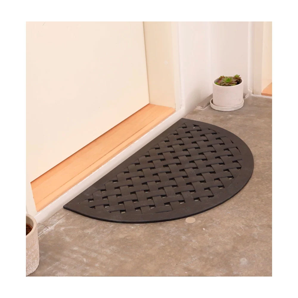 Dacore Dørmåtte halvmåne 45x75 cm tpr flettet mønster sort
