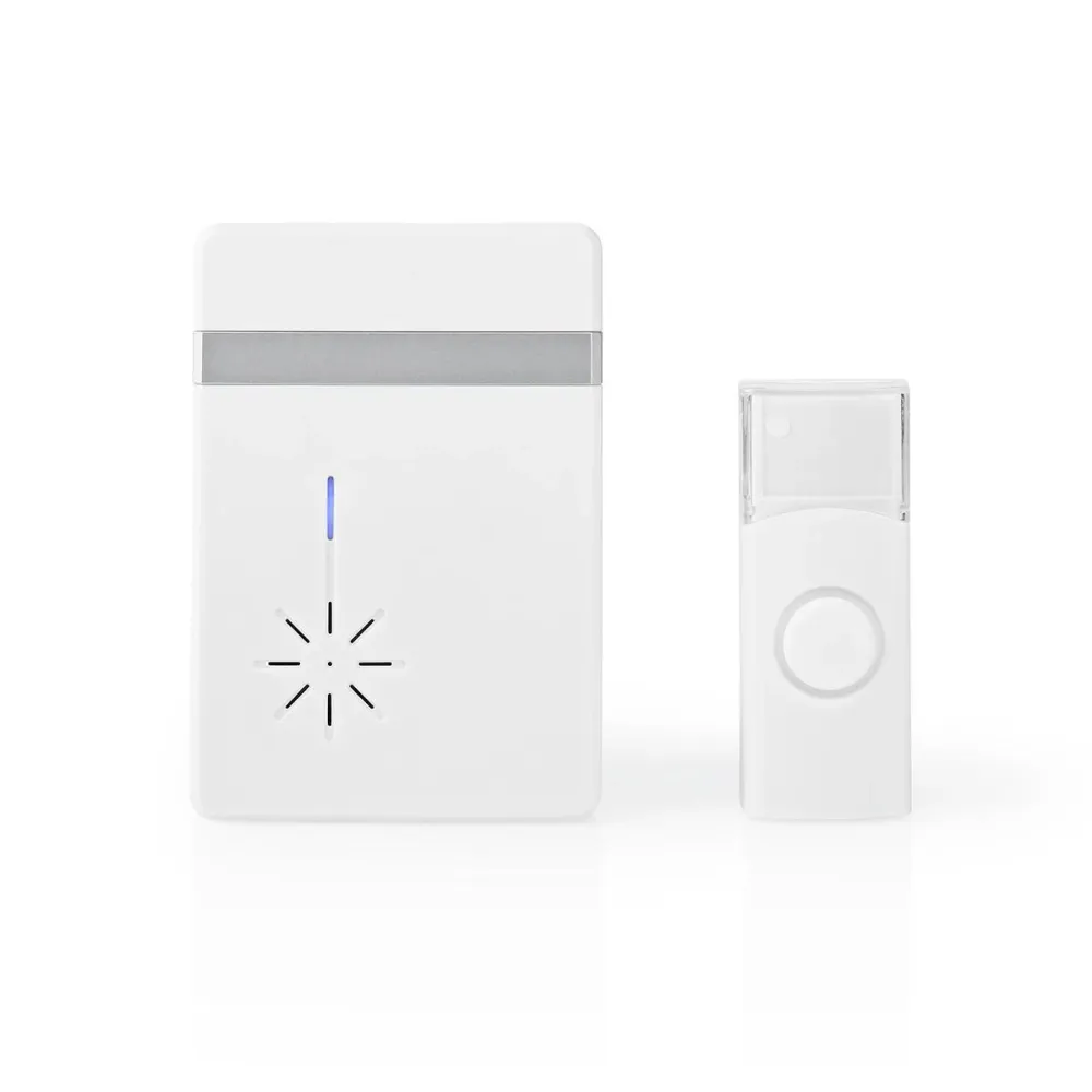Nedis - Trådløst Dørklokke Sæt | Batteri | 3 V DC | 1x CR2032 | Volume: 80 dB | Signalområde: 300 m | IP44 | 36 Melodier |...