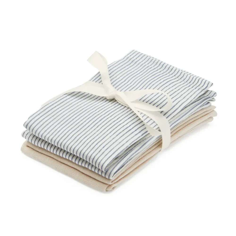 Cam Cam Copenhagen 4 Vaskeklude - Classic Stripes Cobalt Mix