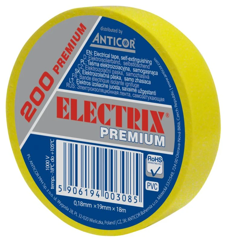 Electrix 200 PVC-isolationstape 0,18 mm x 19 mm x 18 m lemon