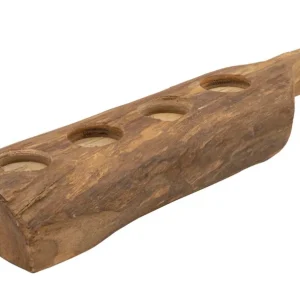 Lysestage i teaktræ – 51x14x6 cm