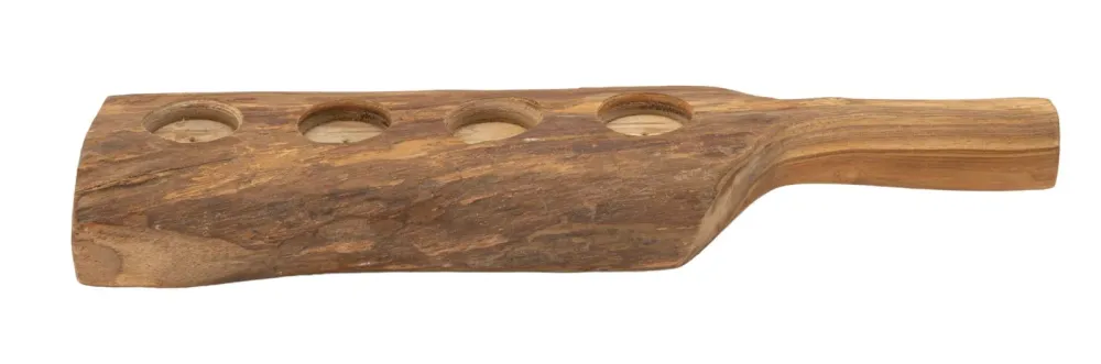 Lysestage i teaktræ – 51x14x6 cm