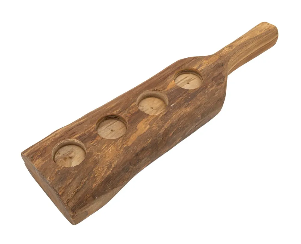 Lysestage i teaktræ – 51x14x6 cm