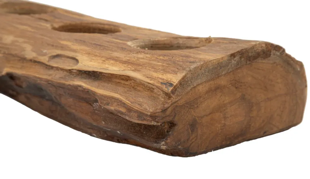 Lysestage i teaktræ – 51x14x6 cm