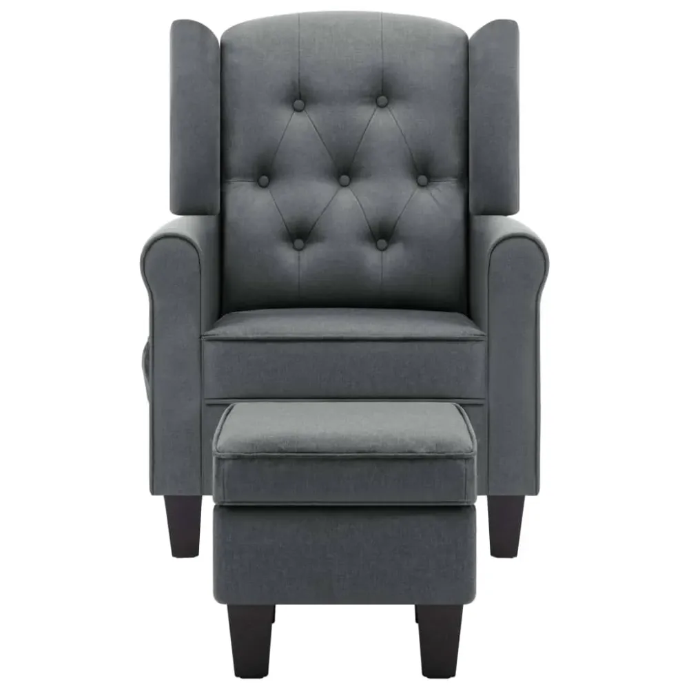 Massagestol Med Fodskammel Stof White Finish Sort