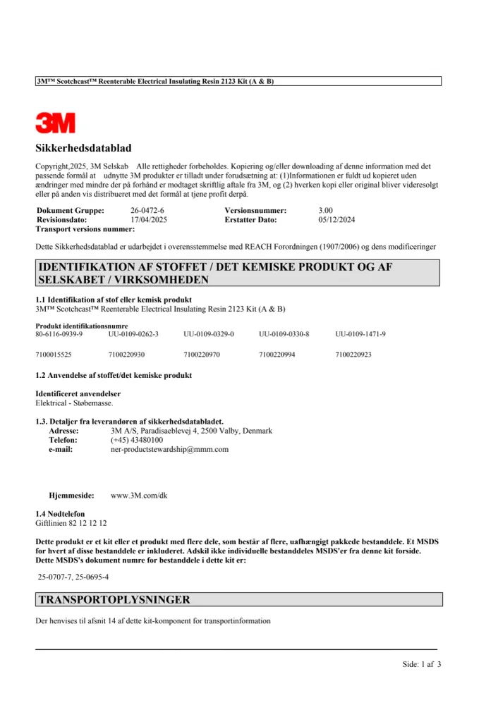 3M™ Scotchcast™ støbemasser til elektrisk isolering 8 kg
