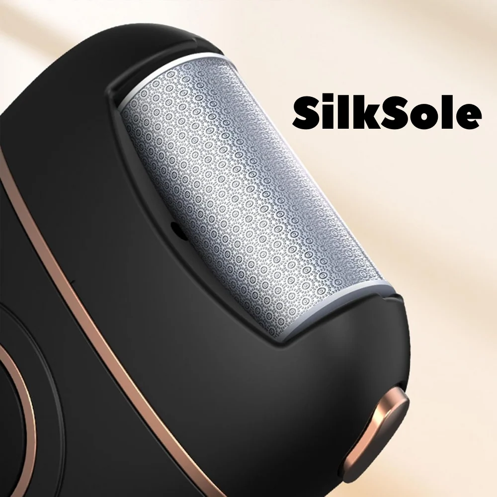 SilkSole™ | Elektrisk fjernelse af robust hud til glatte fødder Sort