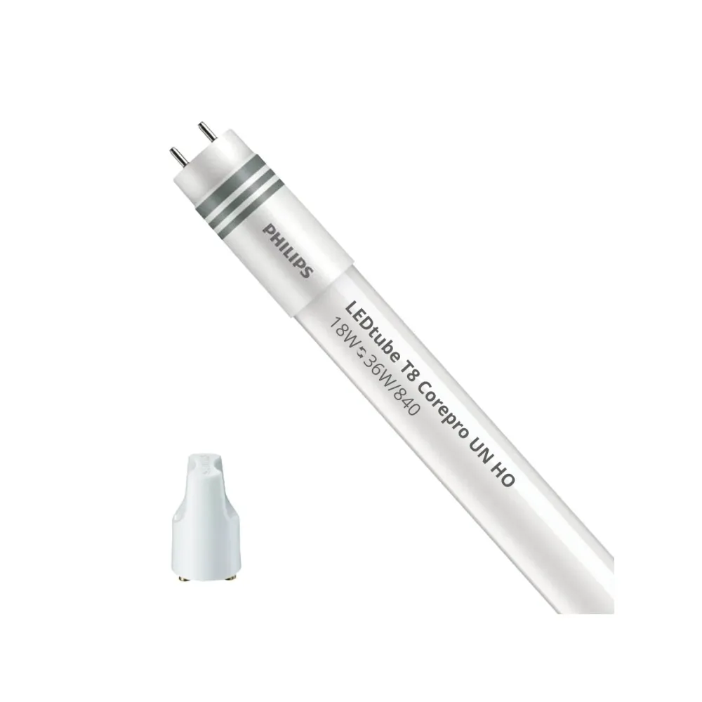 Philips LED Lysrør T8 CorePro (UN) High Output 18W 2000lm - 840 kold snow | 120cm - erstatter 36W