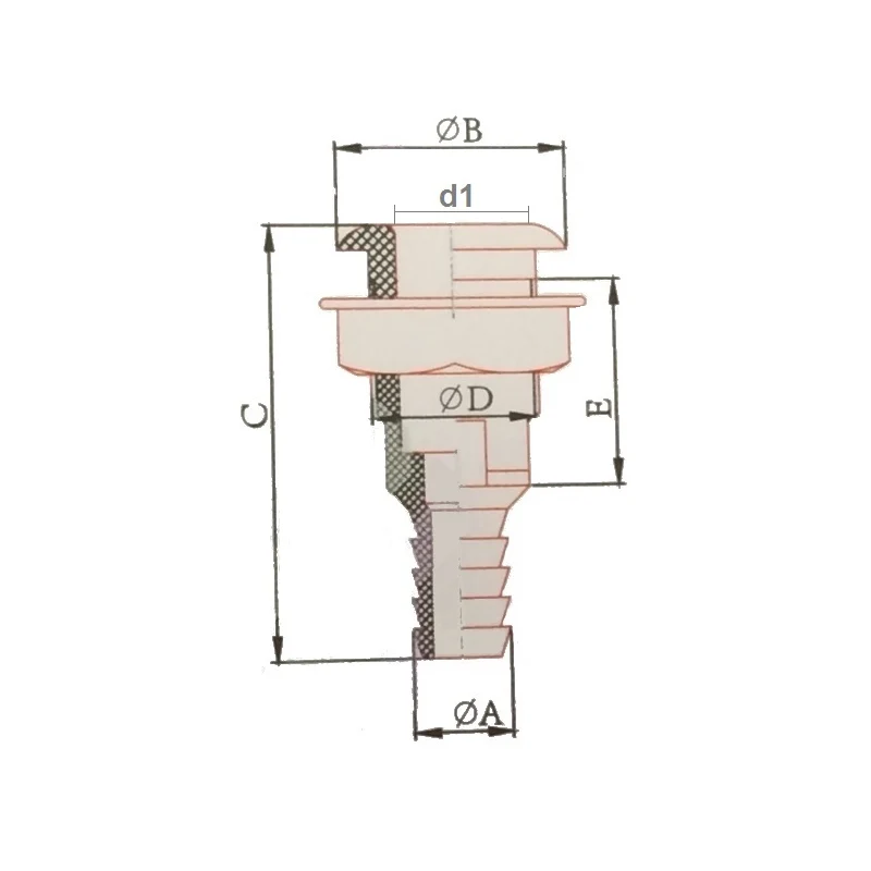 Bordgenomf. m RF lock, 1" 16mm