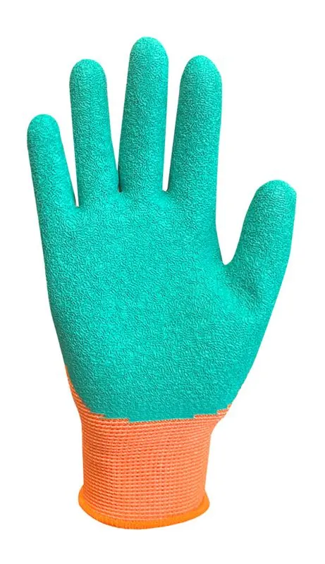 NEO TOOLS arbejds- og sikkerhedshandsker i polyesterblanding med latexbelægning, str. 4, flerfarvede, 1 par
