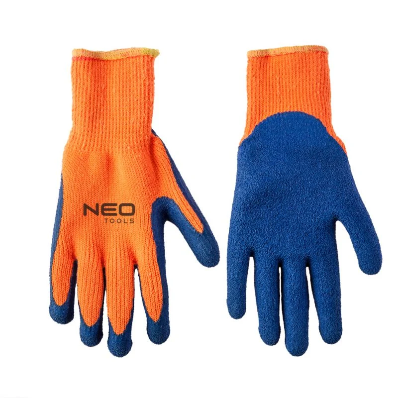 NEO TOOLS arbejdshandsker i akrylstrik med latexbelægning, str. 10, apricot, 1 par