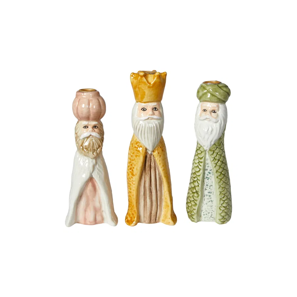 De Tre Vise mænd figurer i keramik Hvid