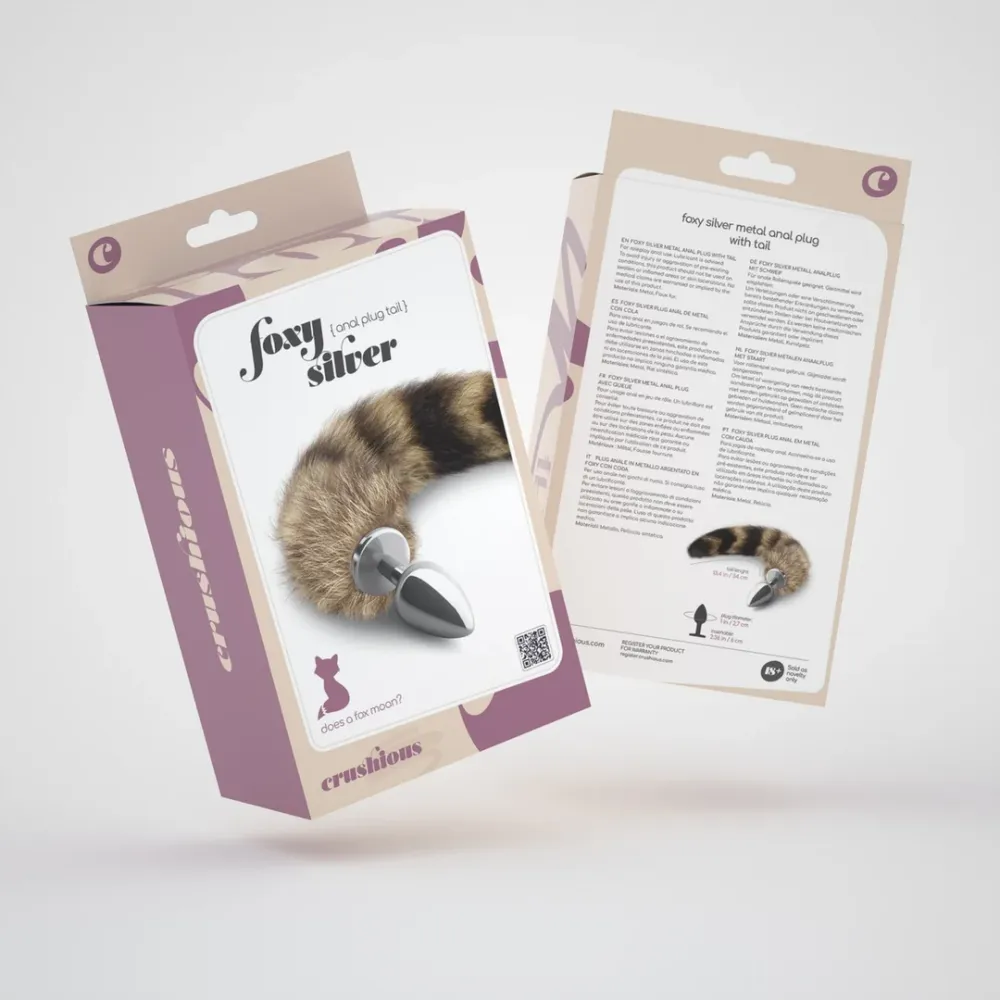 Foxy Silver - Anal Plug de Stål con Cola - Plata/Marrón