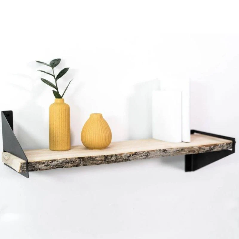 Hylde i træ og metallic 68,8x21x2,5 cm Flere varianter Sort