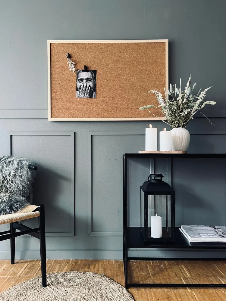 Opslagstavle kork 60x90 med kraftig ramme - Natur