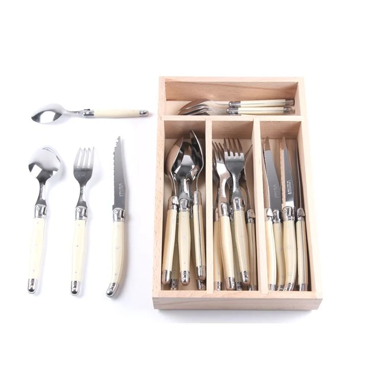 24 stk. Laguiole bestik i knivkasse - Ivory