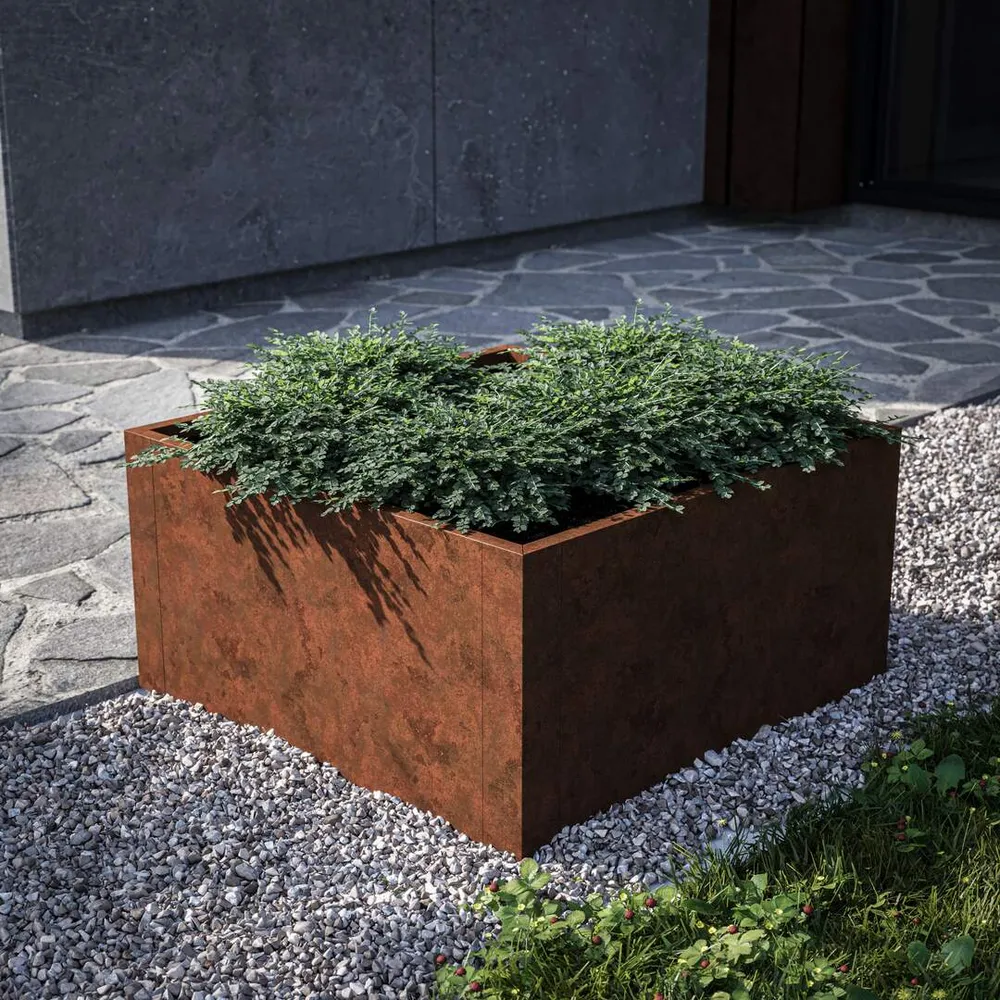 Modulopbyggede - Kvadratisk højbede i corten chromed