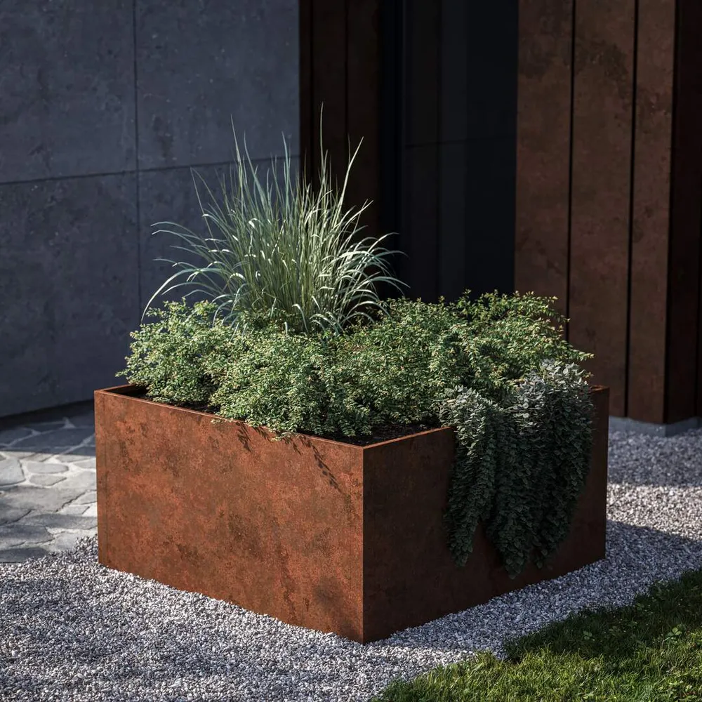 Modulopbyggede - Kvadratisk højbede i corten chromed