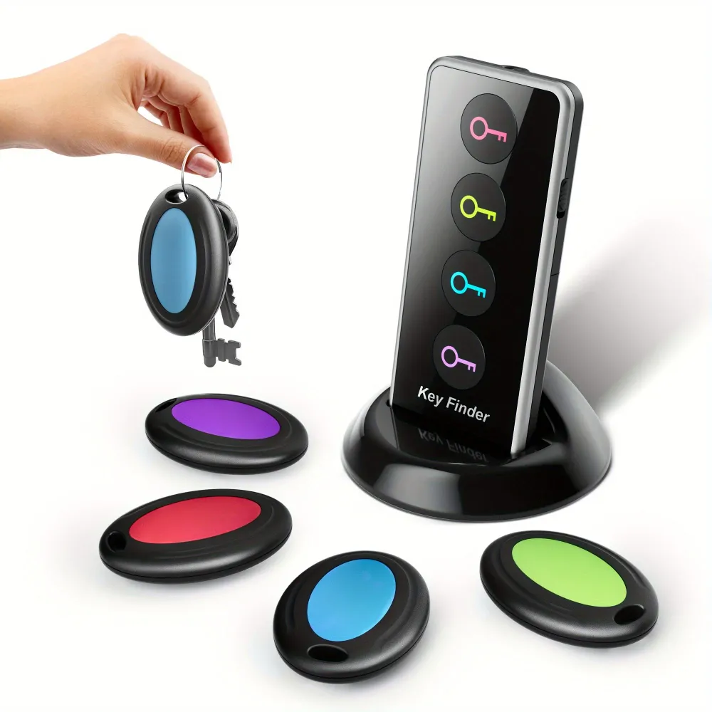 Smart Key Finder Set | 4 Color-Coded Wireless Trackers LED Alert
