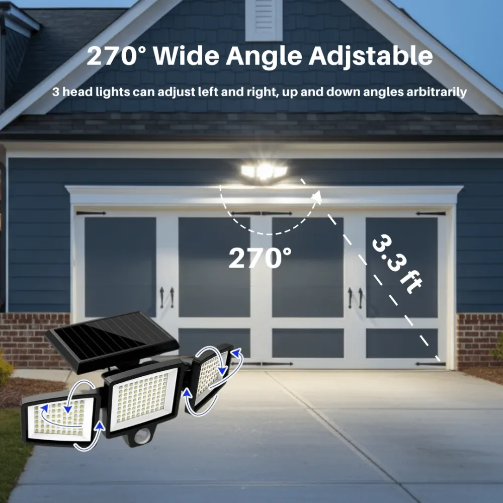 Solar Motion Security Light | Three Adjustable LED Heads Remote