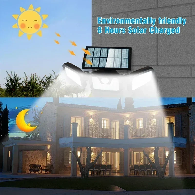 Solar Motion Sensor Light | 270° Wide Angle LED Outdoor Security Lamp