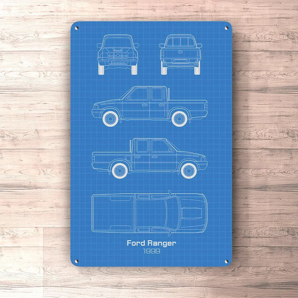 Ford Ranger Doublecab 1999 Blueprint Skilte, Musemåtte, Dørmåtte