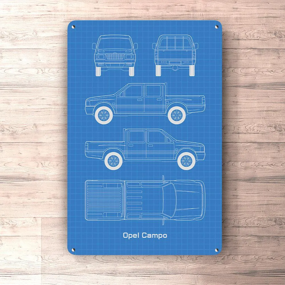 Opel Campo Double Cabin Blueprint Skilte, Musemåtte, Dørmåtte