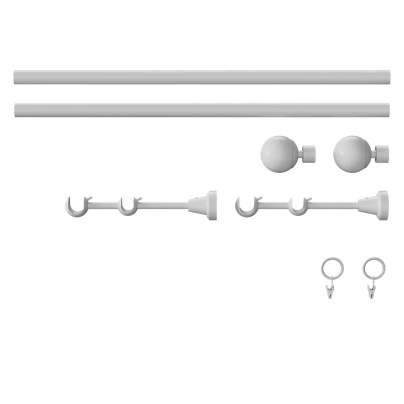 Paired gardinstang GoodHome Anafi 19 mm 160 cm hvid kugle