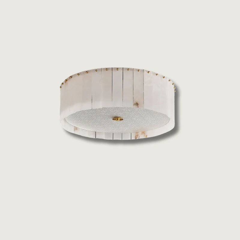 Alabaster Ceiling Light | Natural Stone Panels Brass Accents Diameter
