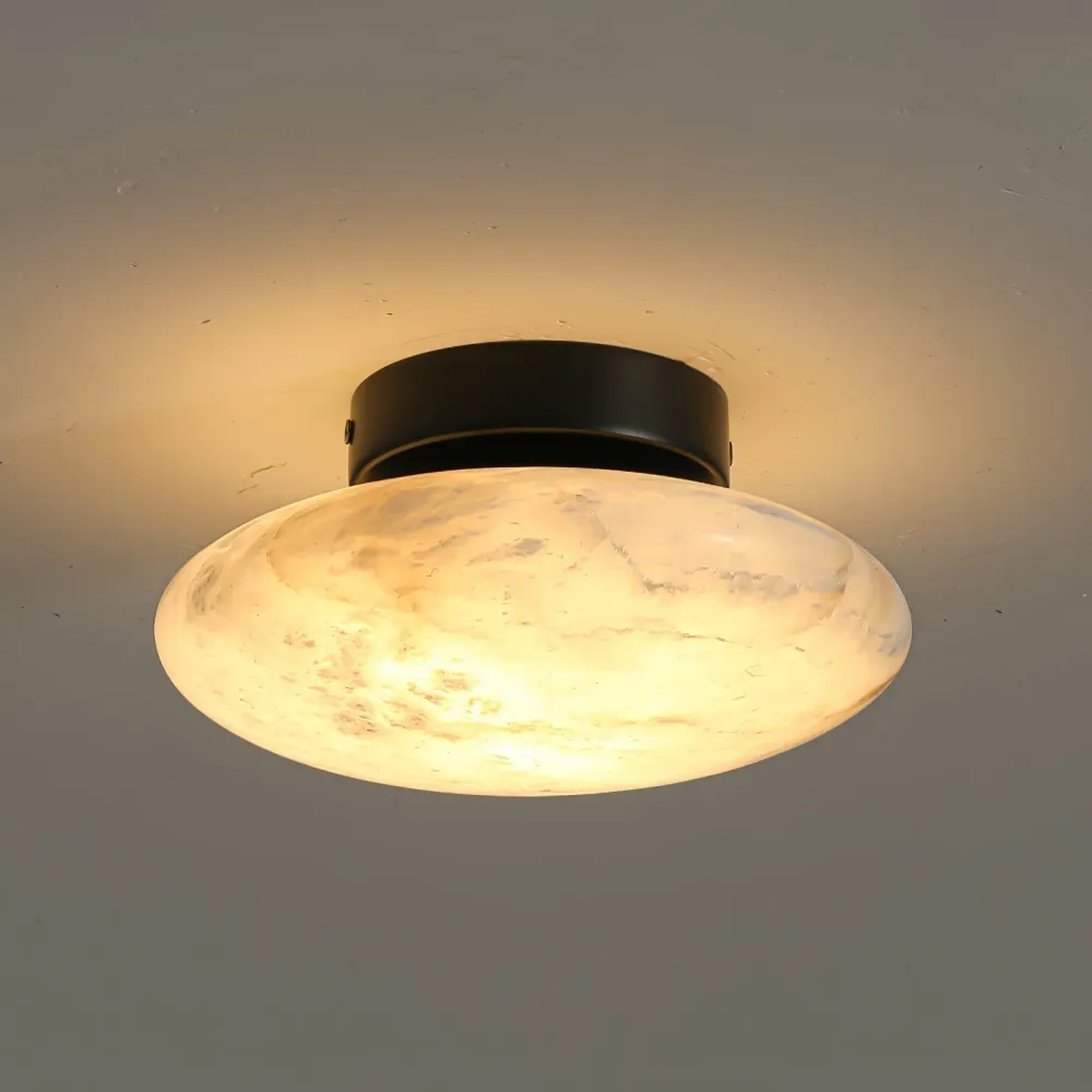 Alabaster Ceiling Light | Oval Natural Stone Fixture Brass
