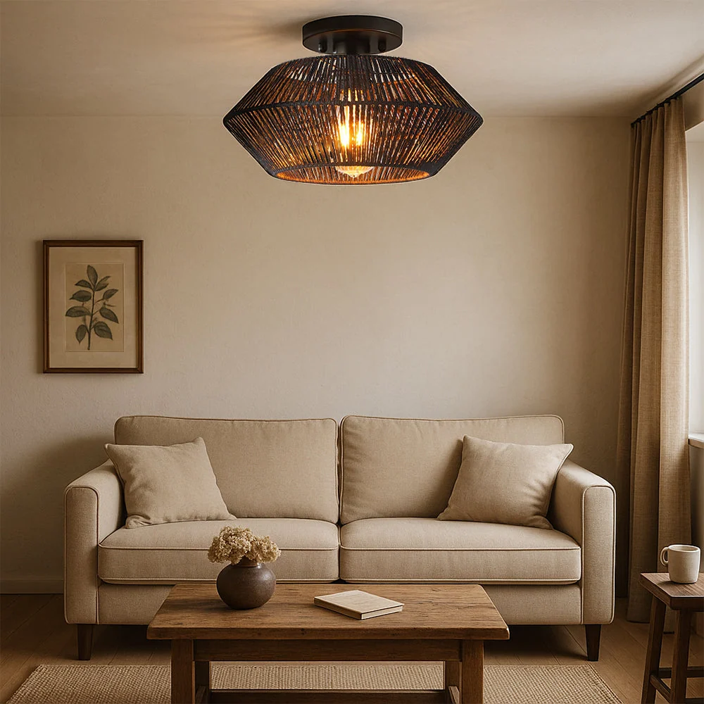 Bamboo Woven Ceiling Light | Handcrafted Natural Shade
